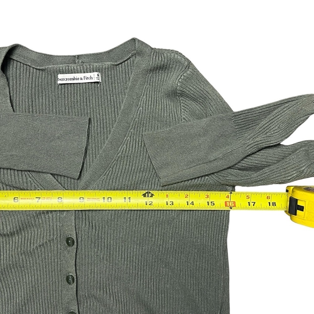 Abercrombie And Fitch Ribbed Cardigan Sweater Green Heritage Size Medium - Picture 5 of 6